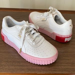 Puma Cali White and Pink Sneakers